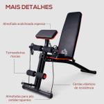 Banco de Musculação com Encosto Ajustável em 7 Posições Extensão de Pernas Apoio para Bíceps e Banda de Resistência para Treino Completo em Casa 54x160x106cm Preto e Vermelho