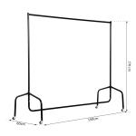 Charriot com Rodas 150x60x170 cm Organizador de Roupas com Rodas para Dormitório Entrada Corredor Preto