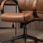 Cadeira de Escritório Ergonômica Giratória com Altura Ajustável Apoio para a Cabeça Apoio para o Braço e Encosto Acolchoado 61,5x52,5x118 - 126 cm Castanho