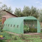 Estufa Tipo Túnel 600x300x200 cm com Porta 12 Janelas Cobertura de PE 140g/㎡ para Cultivo de Plantas e Verduras Verde