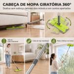 Conjunto de Mopa Plana e Balde com Espremedor 2 Compartimentos Cabeça 360° 5 Mopas de Microfibra Uso a Seco e Húmido Cinza Escuro
