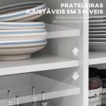 Ilha de Cozinha com Bancada de Madeira Dobrável 2 Portas 2 Gavetas Prateleira Ajustável e 4 Rodas 10x60x90,5 cm Branco e Madeira