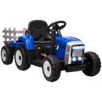 Trator Elétrico com Reboque Amovível com Controlo Remoto Música MP3 Luzes e Cinto de Segurança 136,5x50x52,5 cm Azul