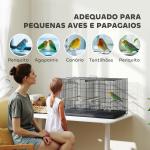 Gaiola para Pássaros com Divisória Gaiola para Aves com 4 Comedouros 4 Poleiros e Bandeja Amovível 76x46x46 cm Preto