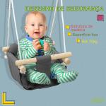 Baloiço para Bebés de 9 - 36 Meses com Cordas Ajustáveis e Assento Acolchoado 40x40x110 - 180 cm Cinza Escuro