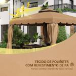 Cobertura de Substituição para Pérgola 300x300 cm com Duplo Teto e 8 Orifícios de Drenagem Cáqui
