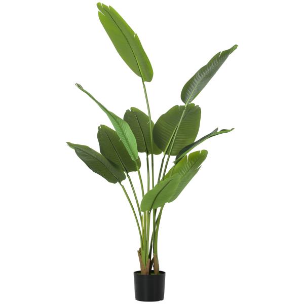 Planta Artificial Decorativa 160 cm Bananeira Artificial com Vaso e Folhas para Interior Casa Sala de Estar Escritório Verde