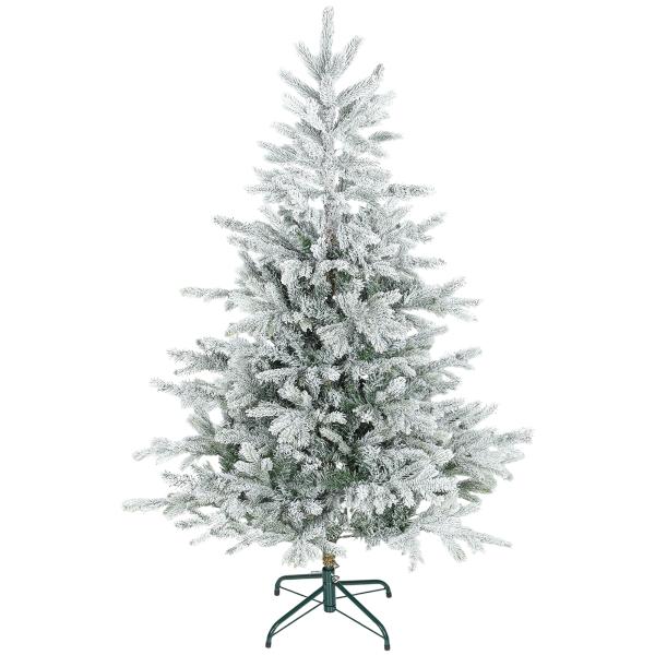 Árvore de Natal Artificial 150 cm Árvore de Natal Nevada com 828 Ramos Base Dobrável e Fácil de Montar Verde