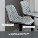 Conjunto de Bancos de Bar Estofados em PU Bancos Altos de Sala de Jantar com Altura Ajustável 46,5x51x86 - 106 cm Cinzento