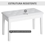 Banco de Piano Banco para Piano com Espaço de Armazenamento Assento de Couro Sintético Acolchoado 76x36x50 cm Branco