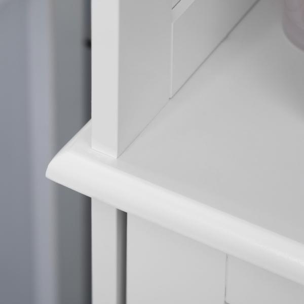 Coluna Casa de Banho com 3 Compartimentos de Armazenamento Porta e Prateleiras Ajustáveis 34x23x165 cm Branco