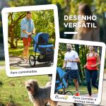 Carrinho para Cães Dobrável para Cães Médios e Pequenos com Cesta de Armazenamento Capota Ajustável 111x58x107 cm Azul