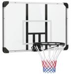 Tabela de Basquetebol de Parede com Aro, Rede e Estrutura em Aço para Exterior, 113x61x73 cm, Branco e Preto