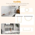 Parque para Cães de 8 Painéis 64x90 cm Dobrável de Aço com Duplo Travamento Função de Bloqueio e Formato Modular Branco
