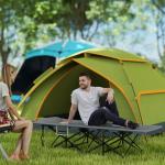 Cama Dobrável de Campismo Praia com Apoio de Cabeça e Bolso Lateral Suporta até 150 kg 187x67x37 cm Cinzento