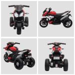 Motocicleta Elétrica Infantil com 3 Rodas Triciclo para Crianças acima de 3 anos com Bateria 6V Recarregável Funções de Música Buzina Faróis 86x42x52cm Preto e Vermelho