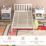 Estrutura de Cama de Madeira Estrado de Cama de Solteiro para Colchão 190x90 cm Carga 120 kg 198x96x70 cm Branco