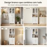 Armário Casa de Banho Coluna Casa de Banho com 6 Portas Prateleiras Ajustáveis Anti - tombo 60x30x170,5 cm Branco