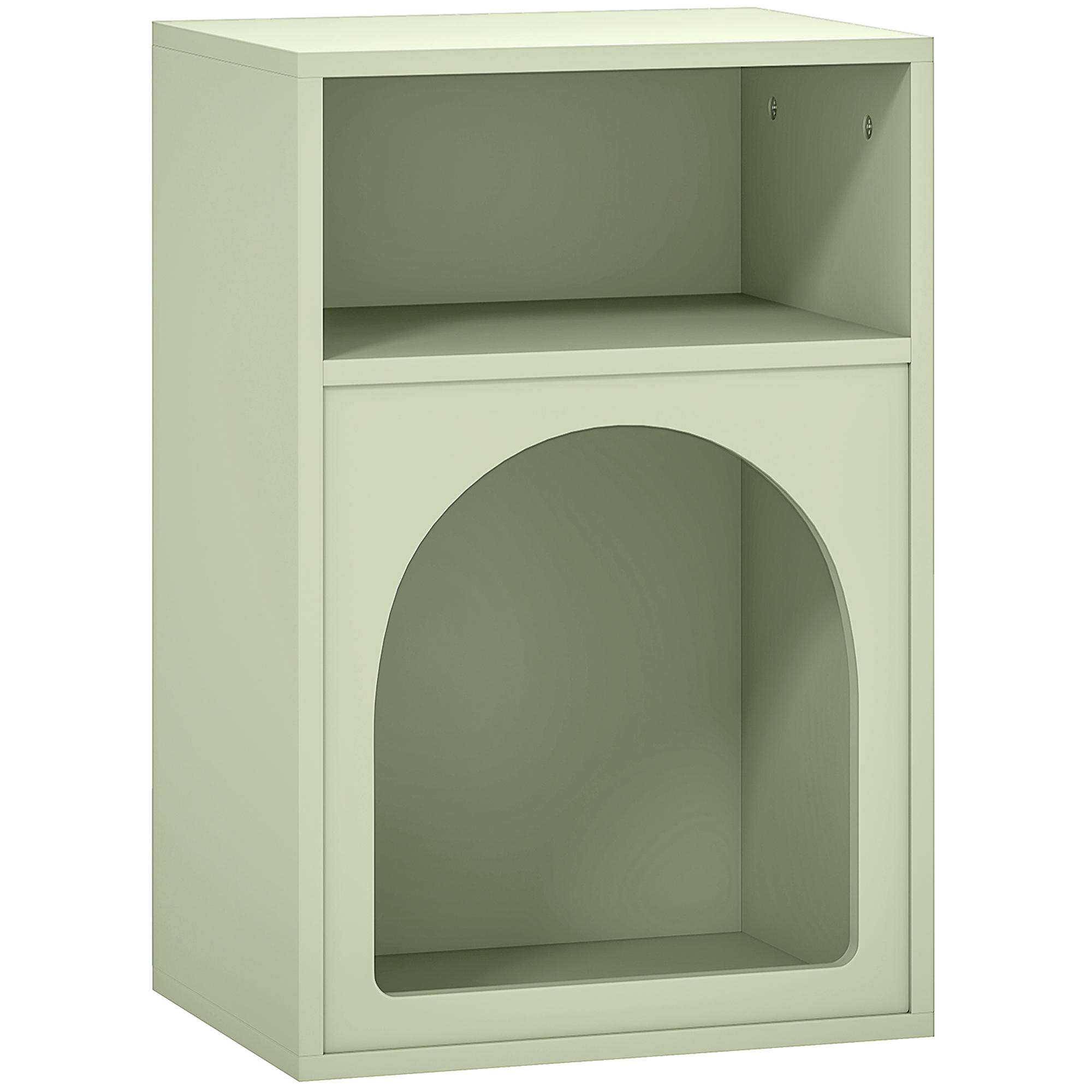 Mesa de Cabeceira Moderna Mesa de Cabeceira Estreita com 2 Compartimentos Abertos Desenho em Forma de Arco 40x30x60 cm Verde