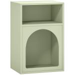 Mesa de Cabeceira Moderna Mesa de Cabeceira Estreita com 2 Compartimentos Abertos Desenho em Forma de Arco 40x30x60 cm Verde