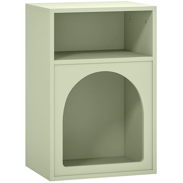 Mesa de Cabeceira Moderna Mesa de Cabeceira Estreita com 2 Compartimentos Abertos Desenho em Forma de Arco 40x30x60 cm Verde