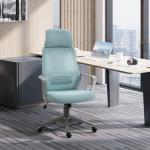 Cadeira de escritório ergonômica Cadeira de mesa inclinável ajustável em altura com encosto de braço Encosto de cabeça 5 rodas Suporta até 120 kg 64x58x116 - 126 cm Azul