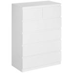 Cómoda Moderna com 6 Gavetas Cómoda de Madeira para Dormitório Entrada Sala de Estar 80x39x115cm Branco