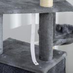 Arranhador para Gatos 127 cm com Caverna Rede Cama Plataformas Rampa de Sisal Bola Pendurada Cinza