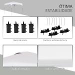 Tenda Dobrável 2,5x2,5x2,68cm Tenda de Jardim com Proteção UV 50+ Altura Ajustável com 4 Bolsas de Areia e Bolsa de Transporte para Acampamento Festas Pátio Branco