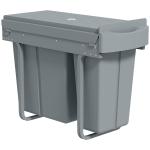 Balde do Lixo Sob Lavatório Balde do Lixo de Cozinha com 2 Contentores de Reciclagem Extraíveis 20L+10L 52x26x40,8 cm Cinzento