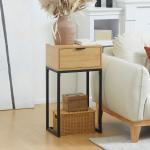 Mesa Consola com Gaveta Consola Moderna Mesa de Entrada com Pés de Aço 40x30x76 cm Madeira e Preto