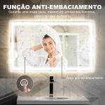 Espelho Casa de Banho com Luz LED 100x60 cm Espelho de Parede com Iluminação Anti - Embaciamento Brilho Ajustável e Interruptor Tátil