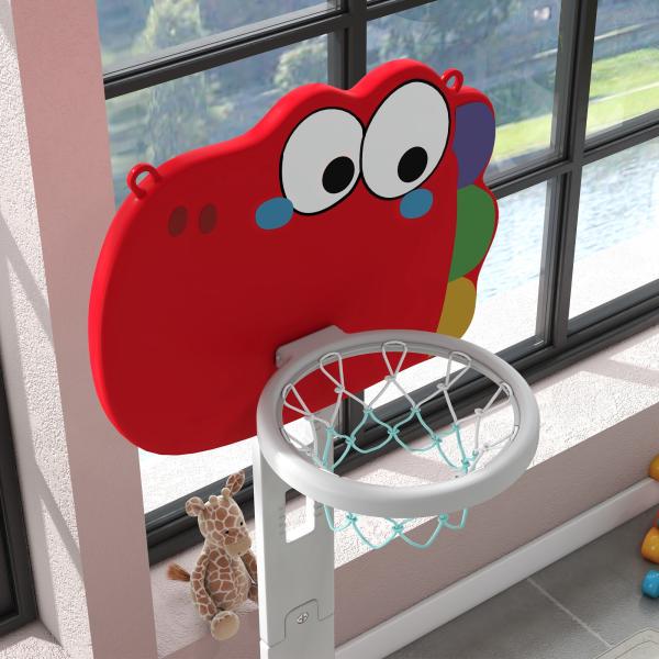 Tabela de Basquetebol 5 em 1 com Altura Ajustável Futebol Golf Aros Jogo de Lançamento 46x51x134 - 152 cm Vermelho