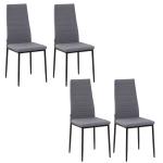 Conjunto de 4 Cadeiras de Sala de Jantar Estofadas em Linho e Pés de Metal para Cozinha Carga Máxima 120kg 41x50x97cm Cinza