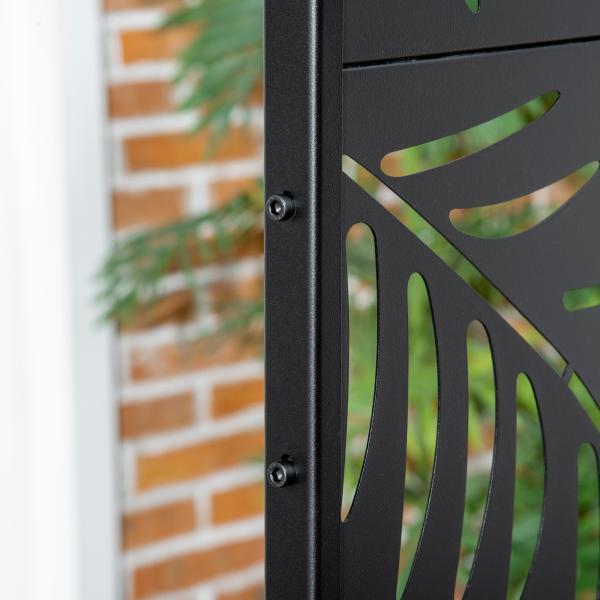 Biombo de 3 Peças Separador de Ambiente com Desenho em Ramos Biombo para Exterior 122x45x198 cm Preto