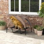 Cama para Cães Elevada com Toldo para Cães Médios com Estrutura de Aço e Bolsa de Transporte 106x76x94 cm Marrom Claro