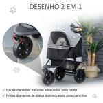 Carrinho de animais de estimação dobrável com rodas Correias de segurança e cesto de armazenamento 109,5x57,5x106,5 cm Cinza e preto