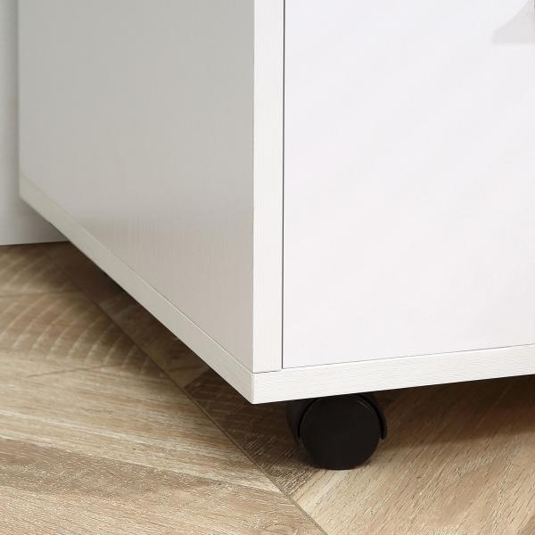 Armário de Escritório para Impressora Multifuncional com 3 Gavetas Prateleira Ajustável e Rodas 80x40x65cm Branco