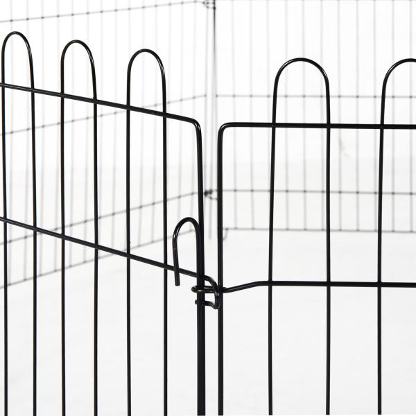 Parque para Animais de Estimação com 8 Paineis 71x61cm Dobrável Cerca para Animais de Estimação com Porta com Trava para Jardim Pátio Exterior Preto