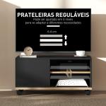 Móvel de TV com Rodas para Televisores até 42 Polegadas com 1 Porta 2 Compartimentos Abertos Prateleira 80x45x41 cm Preto