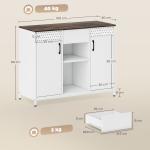 Aparador de 2 Portas com Orifícios 2 Compartimentos e Gaveta Prateleiras Ajustáveis 100x40x80 cm Branco e Castanho Rústico