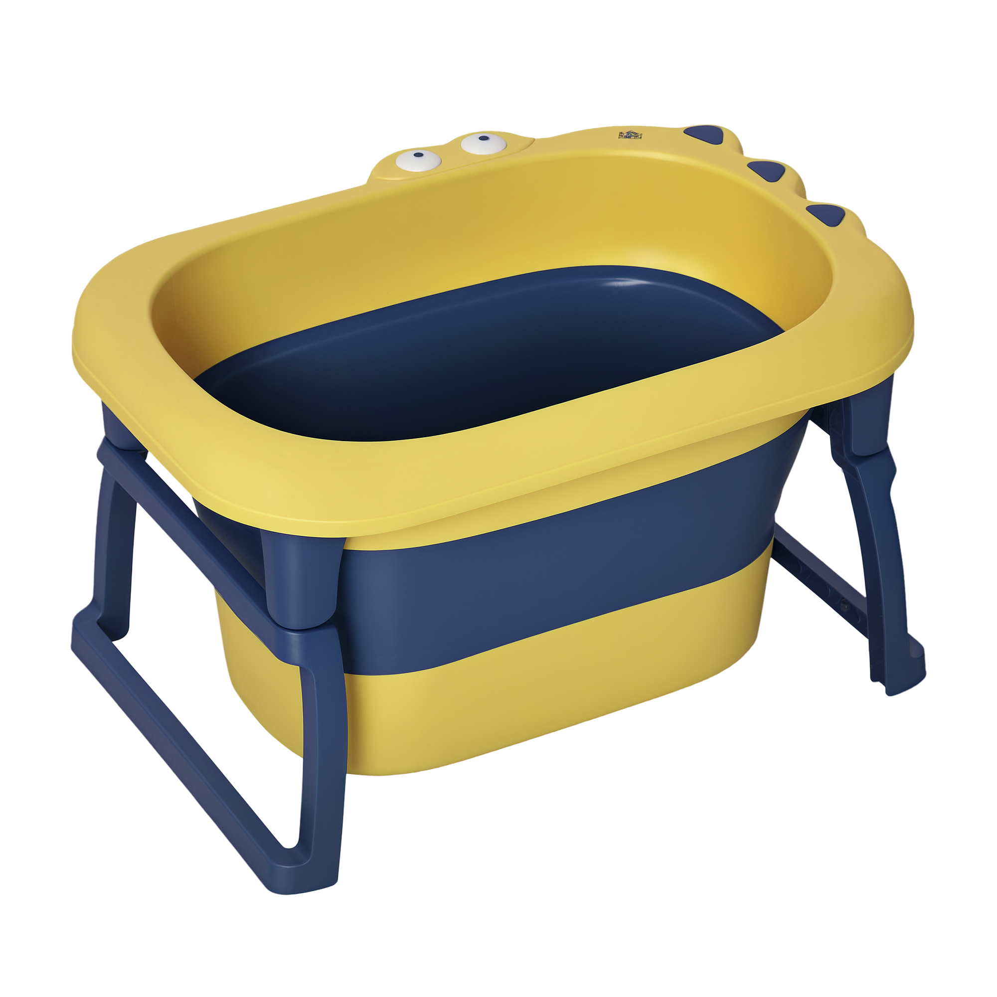 Banheira Dobrável para Bebé de 0 - 6 Anos Capacidade 105L Banheira Portátil para Crianças 75,3x55,4x43cm Amarelo e Azul