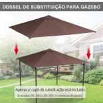 Toldo de substituição de 3 x 3 m para barraca de jardim gazebo ao ar livre com 8 orifícios de drenagem e ventilação marrom