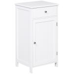 Armário de Casa de Banho com 1 Gaveta 1 Porta e Prateleira Interior Ajustável Móvel Auxiliar de Armazenamento para Sala de Estar Cozinha 43x34x77cm Branco