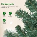 Árvore de Natal de 150 cm com Decorações 150 Luzes LED Branco Quente 8 Modos de Iluminação e 480 Ramos Verde