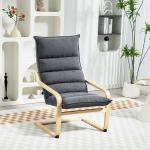 Poltrona de Sala de Estar Moderna com Encosto Alto Apoio para os Braços e Pés de Madeira Estofada em Veludo 67x83x105 cm Cinzento