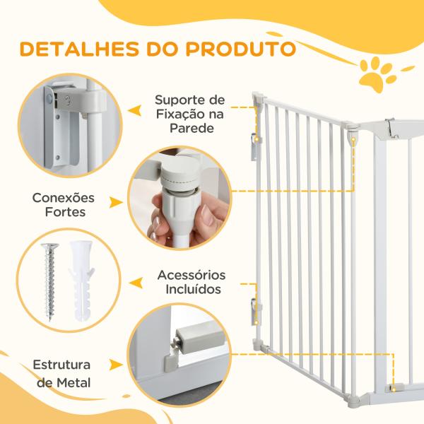 Barreira de Segurança para Animais de Estimação Barreira Dobrável de 3 Painéis 180x74,5 cm Branco