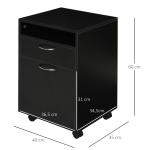 Bloco de Gavetas de Escritório com Armário e Gaveta Móvel Arquivador com Rodas Suporte para Impressora 40x35x60 cm Preto