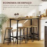 Conjunto de Móveis Altos de Bar com 5 Peças Mesa de Refeição Industrial e 4 Bancos Redondos Marrom Rústico e Preto