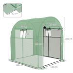 Estufa de Exterior com 2 Portas Enroláveis 2 Janelas em Rede Cobertura PE 135g/m² Anti - UV Cultivo e Plantas 180x180x200 cm Verde